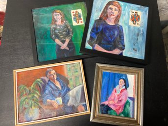 4 Original Portrait Paintings By Debbie Detwiller Smith