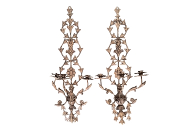 Pair Of Painted Metal Sconces From Two's Company