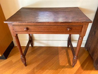 Country Farmhouse Wood Side Table Desk With Single Drawer