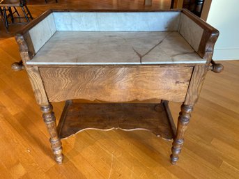 Hidden Single Drawer Primitive Dry Sink Wash Stand Vanity With Marble Top