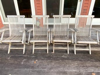 Set Of 4 Teak Wood Folding Patio Chairs