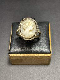 800 Silver Antique Carved Shell Cameo Ring Size 8 1/2