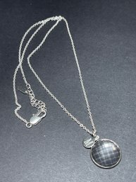 Silver 20 Necklace Having Crystal Round Pendant