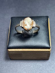 800 Soover Antique Carved Shell Cameo Ring Size 7