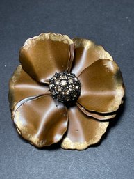 1960s Flower Power Brooch W Rhinestones