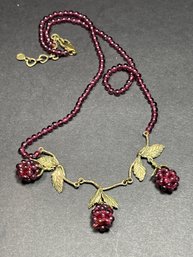 Vintage Genuine Garnet Necklace In The Form Of Berries