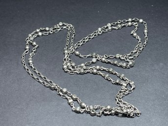 Patricia Locke Silver Tone Rhinestone Elongated Chain Necklace 52