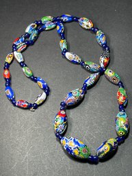 Very Fine Graduated Millefiori Art Glass Beaded Necklace 26