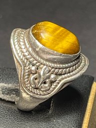 Fine Sterling Silver Tigers Eye Ladies Ring Size 8.5