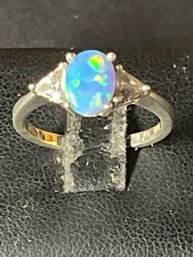 Fine Sterling Silver Opal And Gemstone Ladies Ring Size 7