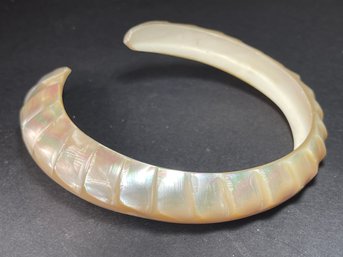 Very Fine Carved Mother Of Pearl Bangle Bracelet