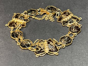 Vintage Japanese Damascene Butterfly Link Bracelet