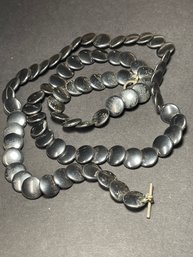 Hematite Stone Disc Formed Beaded Necklace 26