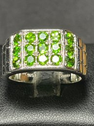 Fine Sterling Silver Ladies Ring Tourmaline Stones Size 11