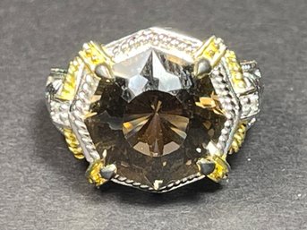 Fancy Ladies Ring Smoky Quartz Ring Great Style Size 10