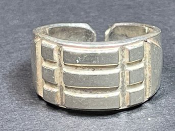 Modernist Heavy Hallmarked Sterling Silver Ring Size 7.5