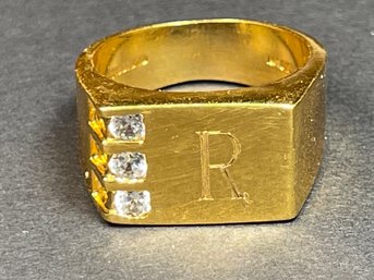 Vintage Gold Filled Mens Ring R Ring W White Stones Size 10