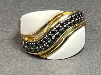 Gold Over Sterling Silver Ladies Ring White Stone Sapphires Size 10