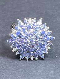 Great Sterling Silver Tanzanite Ladies Ring Size 9