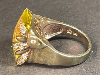 Beautiful Large Citrine Sterling Silver Fancy Ladies Ring Size 8