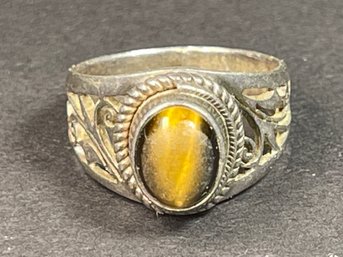 Sterling Silver And Tigers Eye Ladies Ring Size 7