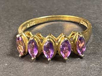 Gold Over Sterling Silver Genuine Amethyst Gemstone Ladies Ring Size 10