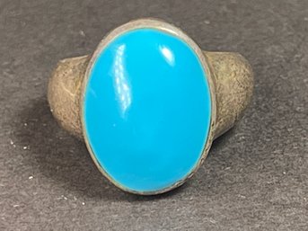 Large Sterling Silver Turquoise Ring Size 8.5