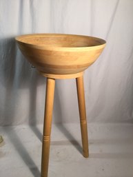 Vintage Wood Pedestal Caesar Salad Bowl