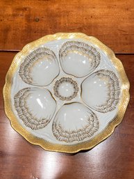 CA Charles Ahrenfeldt France Deposi Porcelain Oyster Plate 9.25in Gold Detail