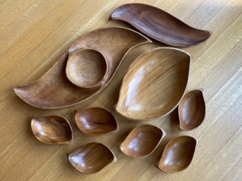 Teak Wood Bowls Serving Dishes Some Marked 'Genuine Monkey Pod' Philippines