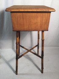 1920s Bamboo And Cane Boho Sewing Table