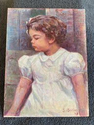 Young Girl Portrait Oil On Board Signed S Berlin