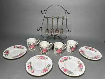 Vintage Wedgewood Charnwood Demi Service For 4, Steiff Sterling Spoons