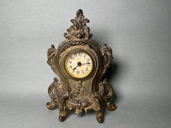 Antique Art Nouveau Cast Iron Warner Mantle Clock