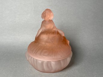 Vintage Toussant Tiffin Pink Satin Glass Powder Box