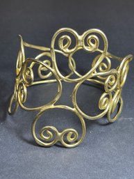 Hand Crafted Gold Tone Vintage Wide Cuff Bracelet