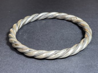 Large Fine Rope Turned Sterling Silver Bangle Bracelet 3 1/4