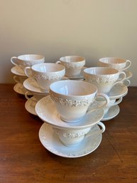 Service For 12 Wedgwood Embossed Queens Ware Pattern 2243 Cups And Saucers