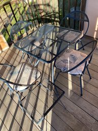 4 Chair And Table Folding Metal Patio And Small Side Table Set Always Used In Screened In Porch