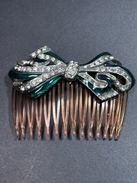 I Gave Enamel And Rhinestone Bow Formed Hair Comb