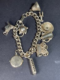 I Gave Silver Tone Charm Bracelet W 9 Charms