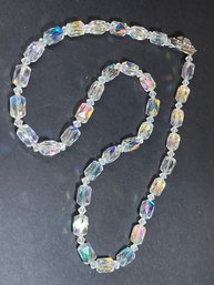 24 Long Vintage Aurora Borealis Crystal Beaded Necklace