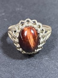 Vintage Sterling Silver Ladies Ring Cats Eye Stone Size 5