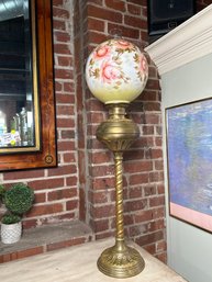 Antique Hand Painted Oil Lamp