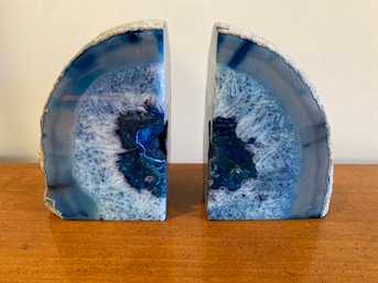 Blue Agate Bookends