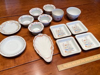 Germany, KPM, Mayer, Schwarzburg, Limoges, Porcelain Ramekins, Nut Dish, Saucers