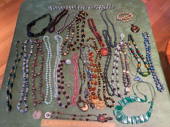 Beaded Necklaces: Tiger Eye, Hematite, Cloisonne, Amethyst, Jade