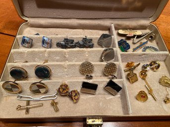 Cuff Links And Tie Tacks With Case