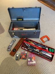 Stanley 104 Wood Level And Sears Craftsman Toolbox With Tools