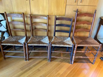 4 Mixed Ladder Back With Rush Seats Chairs